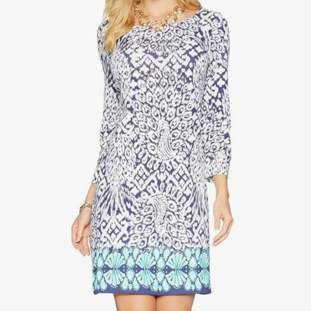 Lilly Pulitzer Women's Hollee 100% Pima Cotton Dress Coastal Cottage‎ Blue M